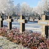 War cemetery on freezing winterday